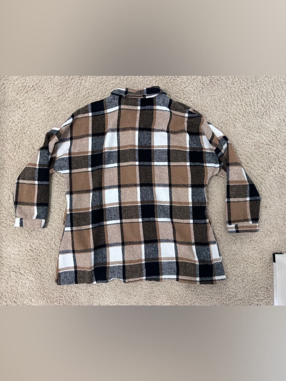 Cozy Plaid Knit Top in Brown, Black & White - Picture 2 of 2